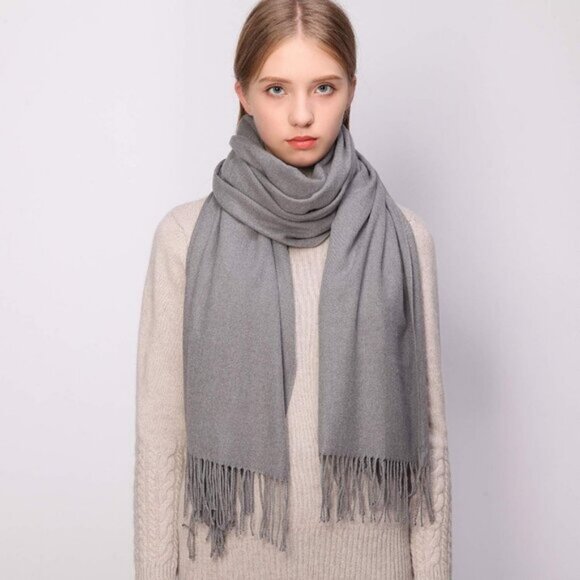 ⚡Women's Gray Pashmina Shawls Evening Dress Bridesmaid Winter Warm Long Scarf - Picture 5 of 7